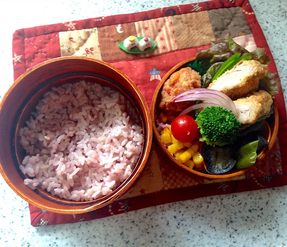 Snapdishの料理写真:今日のお弁当😊 #丸弁当  #地味弁当  #夫弁当  #わっぱ弁当|naonaomimichanさん