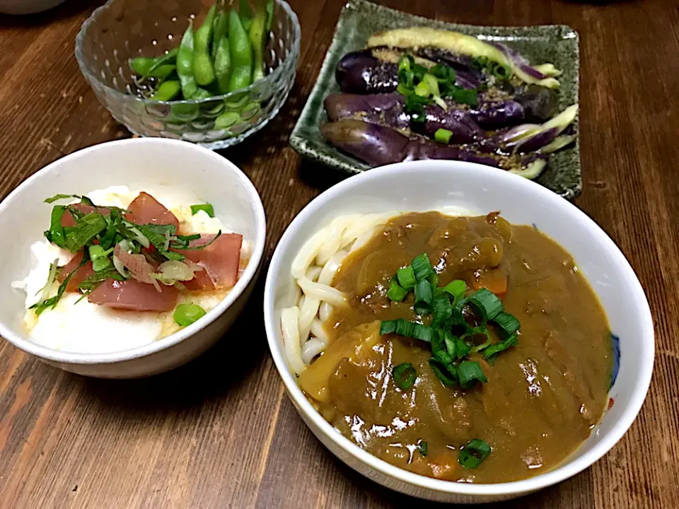 カレーうどん♫マグロとろろ丼|yummy tommyさん