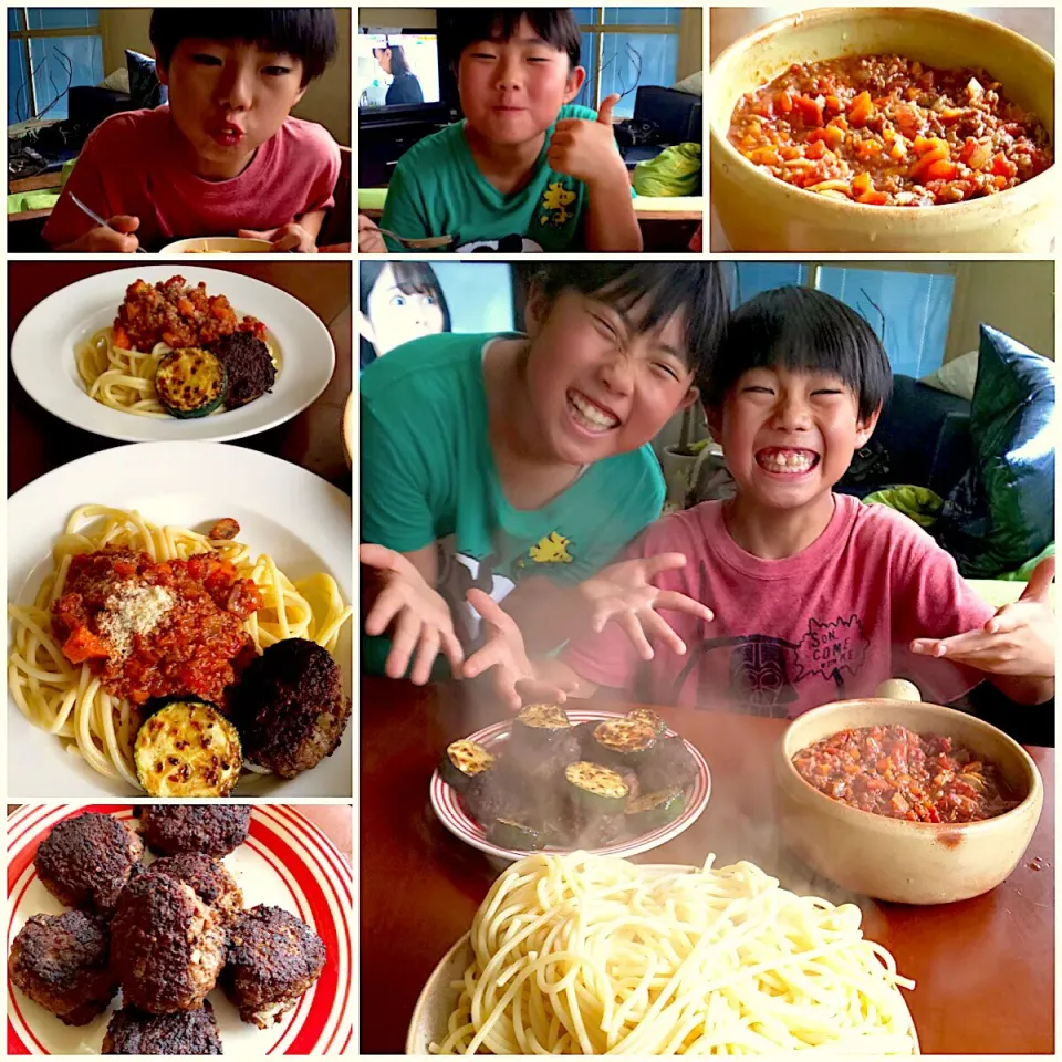 Spaghetti con polpettini🍝ｽﾊﾟｹﾞﾃｨ ｺﾝ ﾎﾟﾙﾍﾟｯﾃｨｰﾆ    Spaghetti w/meatball&tomato sauce🇮🇹ﾐｰﾄﾎﾞｰﾙのﾄﾏﾄｿｰｽ ｽﾊﾟｹﾞﾃｨby kids|🌈Ami🍻さん