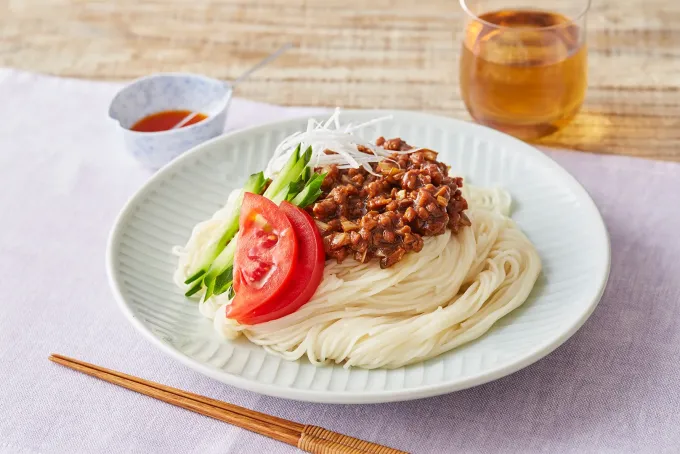 Snapdishの料理写真:レンジで！肉みそ風ジャージャーそうめん|マルコメ キッチンさん