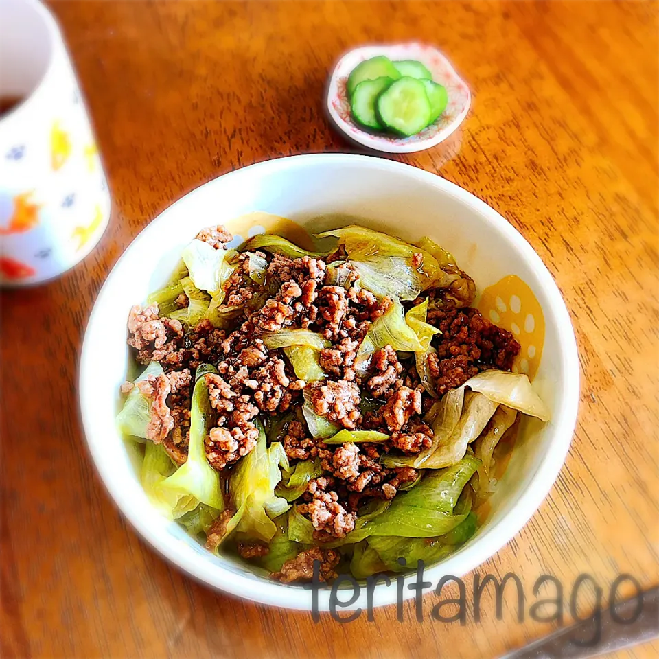 レタスとひき肉の中華丼|teritamagoさん