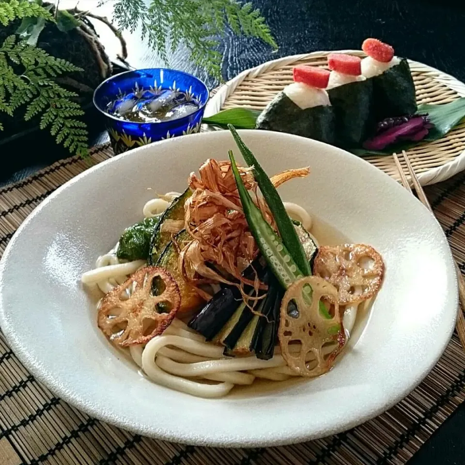 揚げ野菜盛りもりの冷やしうどん作りました💕|瑞さん