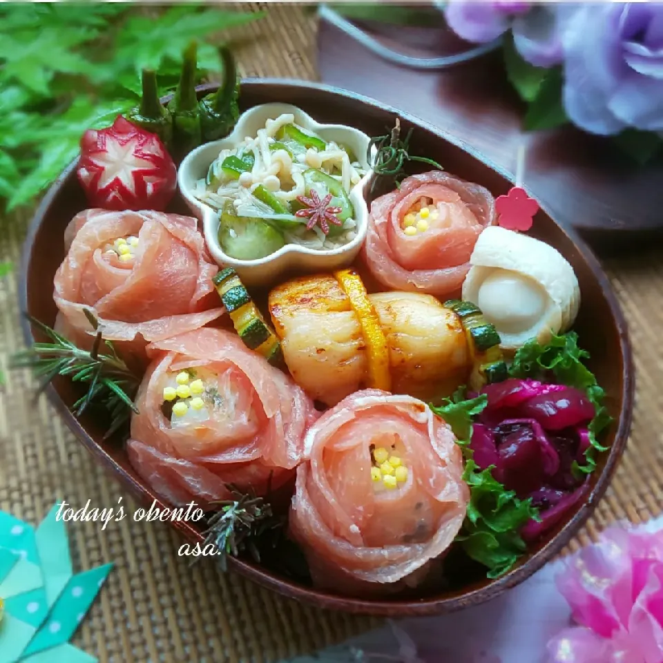 生ハムおにぎり弁当🍴|asamiさん