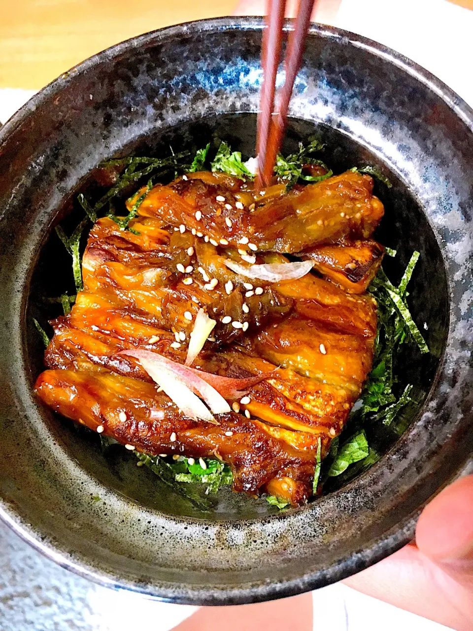 ごま油でナスの蒲焼き|あっきーぬさん