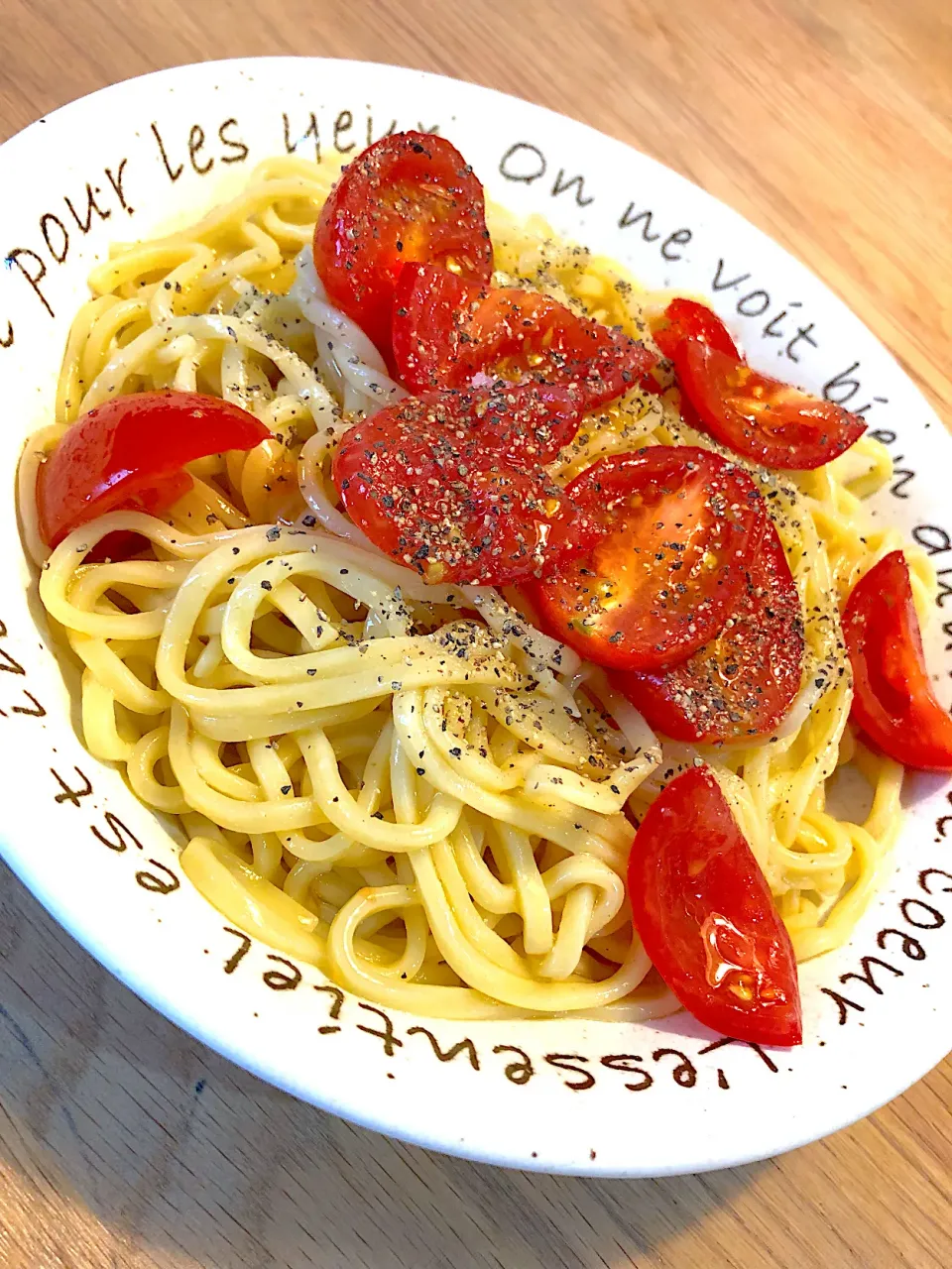 Snapdishの料理写真:ハマりにハマっている冷静麺！男子ごはんでやってたやつ！麺は太麺がおいしい♡2019.8.1(thu)|yukaさん