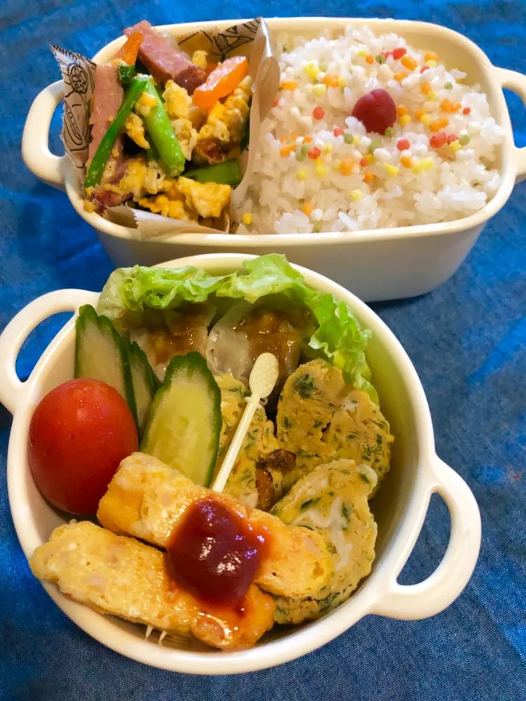 Snapdishの料理写真:昨日の旦那の夜勤弁当🍱|ぷーはるひゅうさん