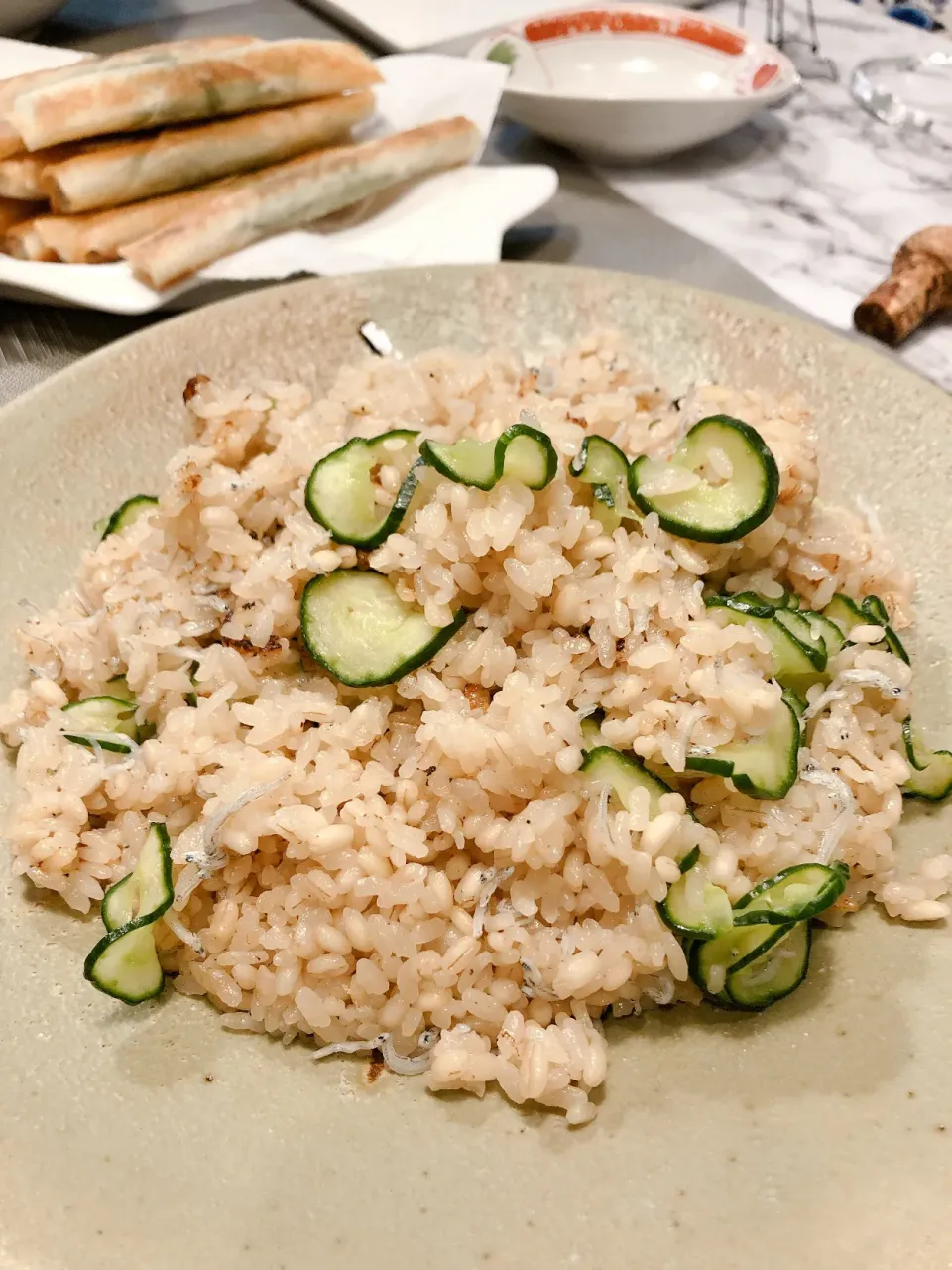 じゃこと塩もみきゅうりを和えたぽん酢ご飯|tomoさん