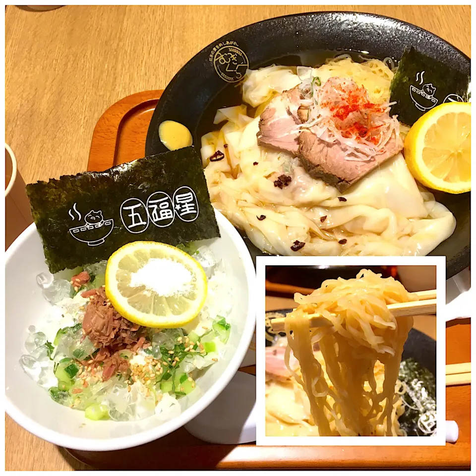 Snapdishの料理写真:冷しワンタン麺&冷しニャンコ飯@五福星(むぎくらべ)|yoooochanさん