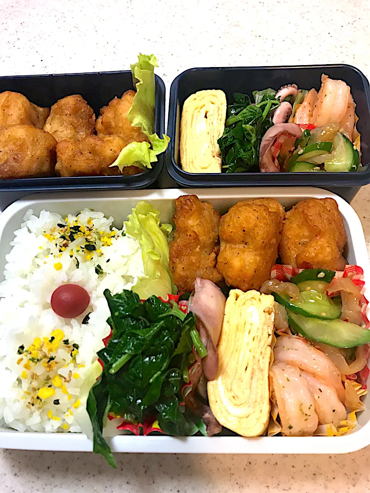 Snapdishの料理写真:8/5🍱夫・私の分⭐️唐揚げ弁当|🌹ゆぅ🌹さん