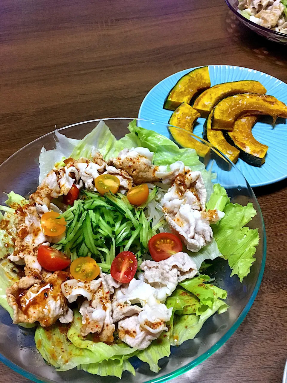 冷しゃぶサラダ🍴かぼちゃ焼いただけ|マックさん