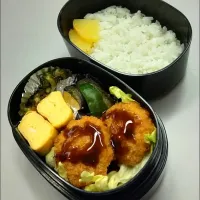 Snapdishの料理写真:8月6日のサラメシはミニソースカツ弁当🍱|ニッパーさん