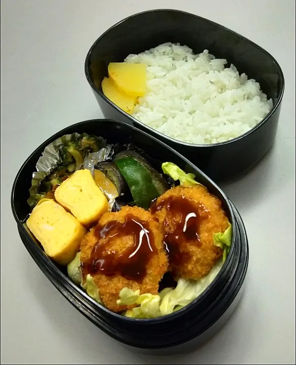 8月6日のサラメシはミニソースカツ弁当🍱|ニッパーさん