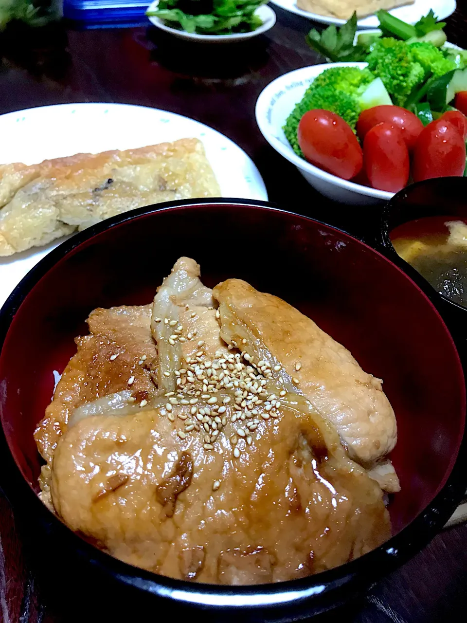 豚丼とあるもので晩御飯|ちーさん