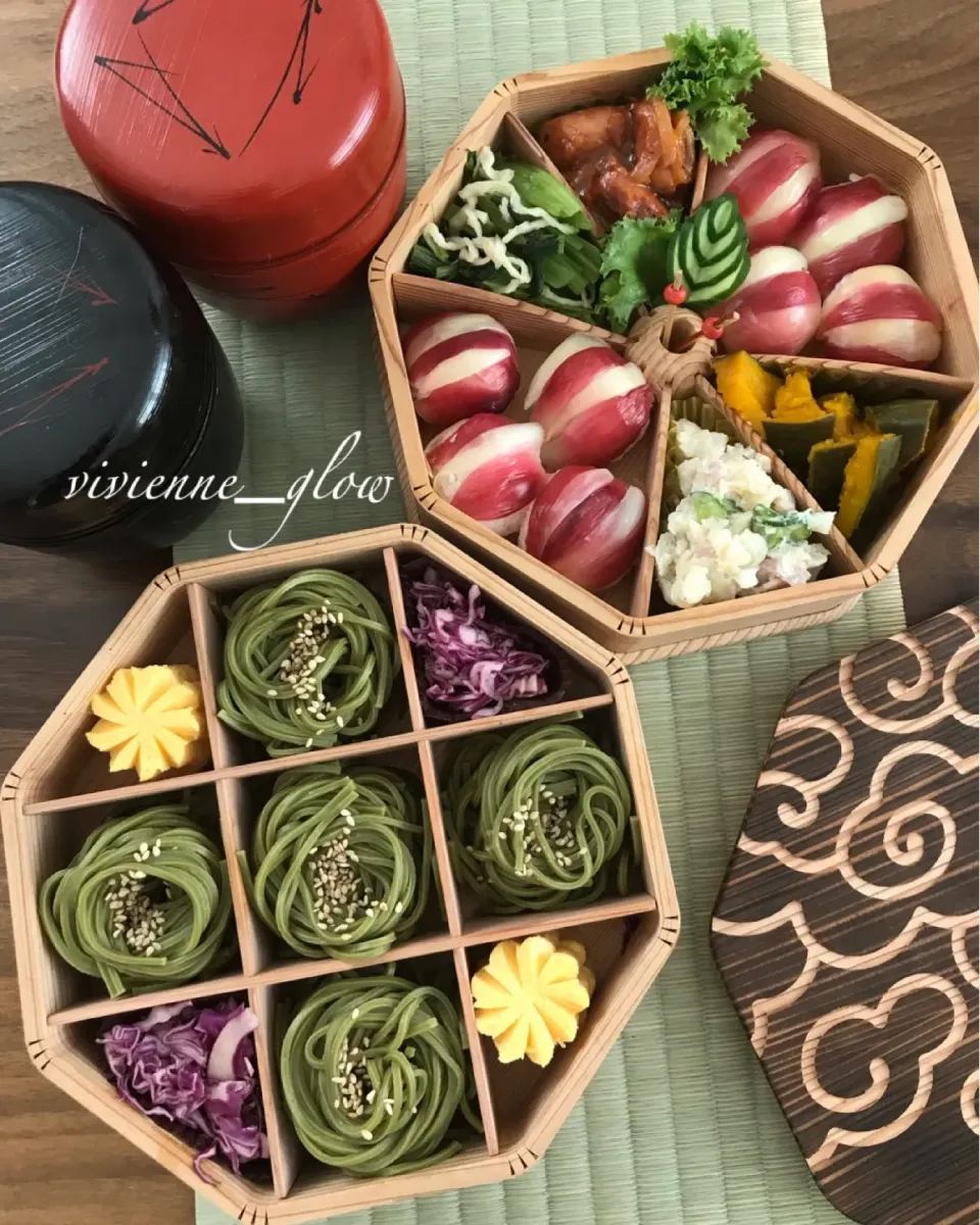 茗荷手毬寿司 茶そばシェア弁当|vivienne_glowさん