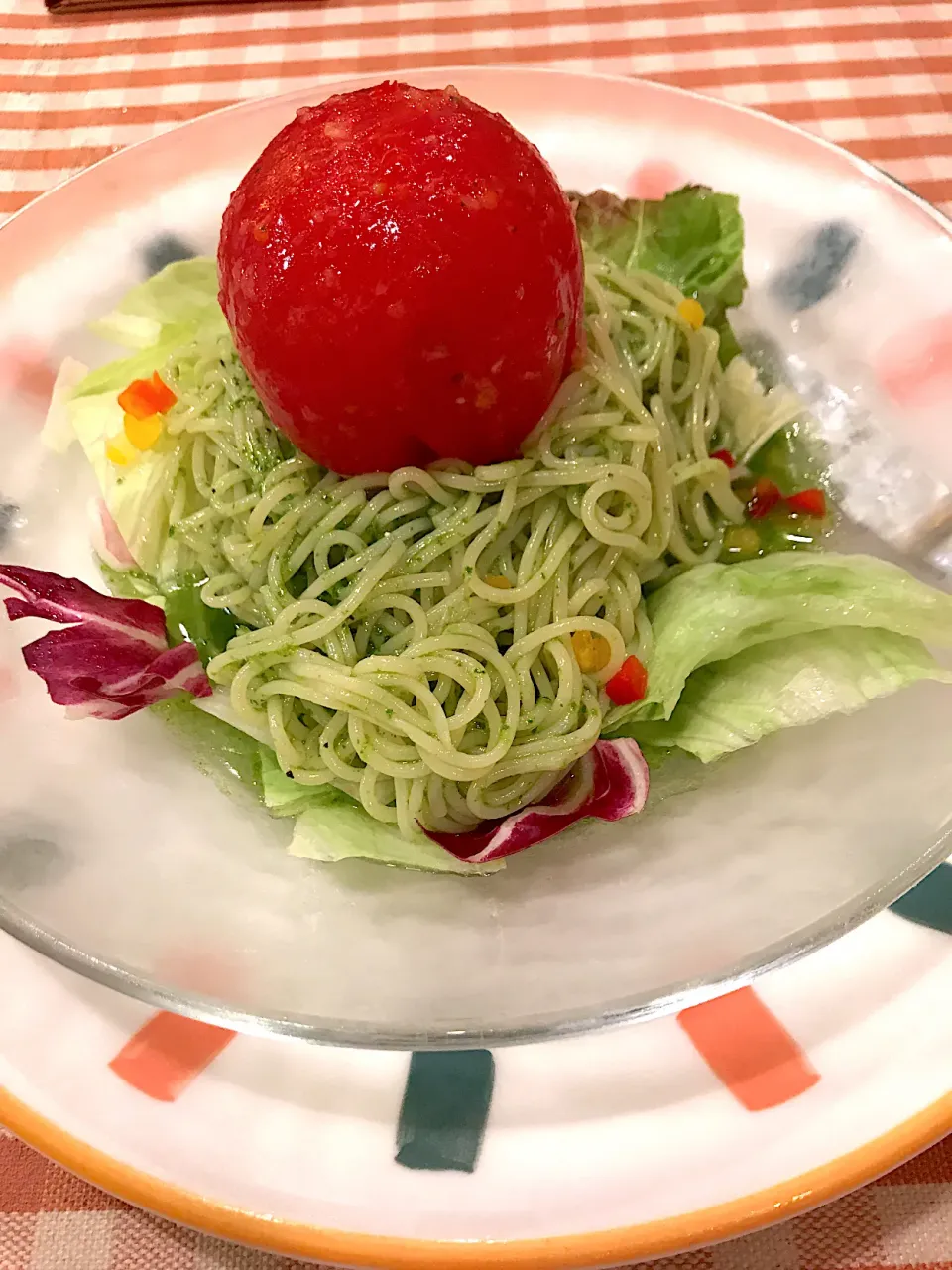 丸ごとトマトの冷製バジルソースパスタ🍝|wildcat山猫さん