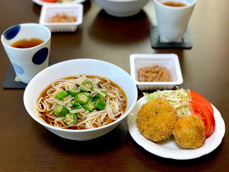 🌸 半田そうめんとかぼちゃコロッケ 🌸|たんちゃんさん