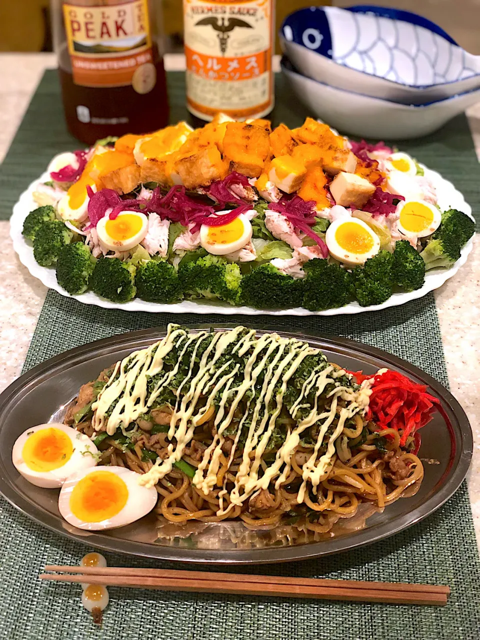 Snapdishの料理写真:ソース焼きそば！筋肉モリモリサラダ🥗|Mayumiさん