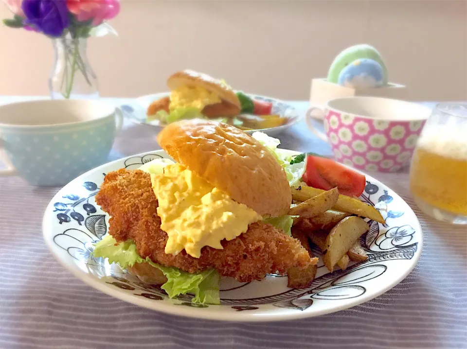 フィッシュバーガーとクラムチャウダー|ゆかりさん