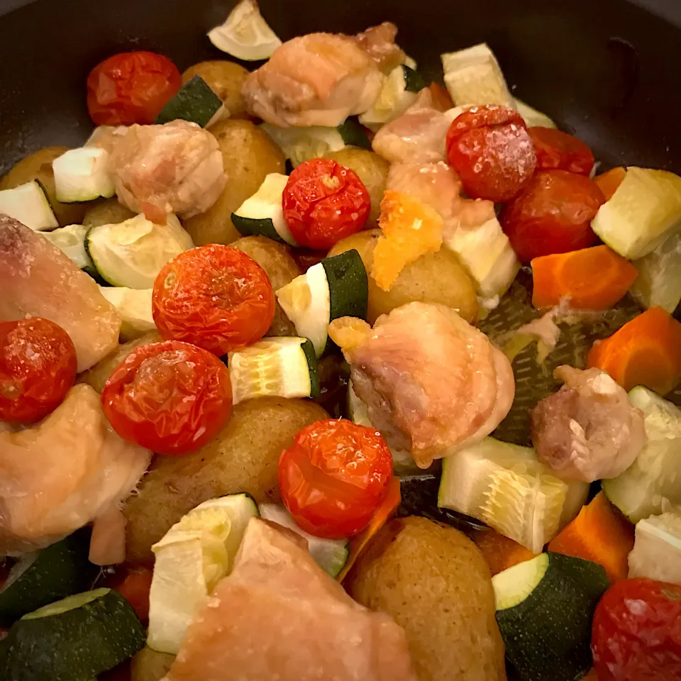 夏野菜と鶏肉のロースト|きょうさん