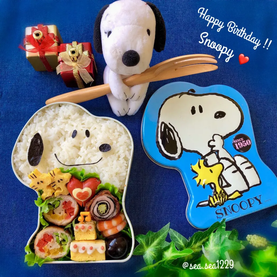 Snapdishの料理写真:Happy Birthday Snoopy lunchbox🎂|seaさん