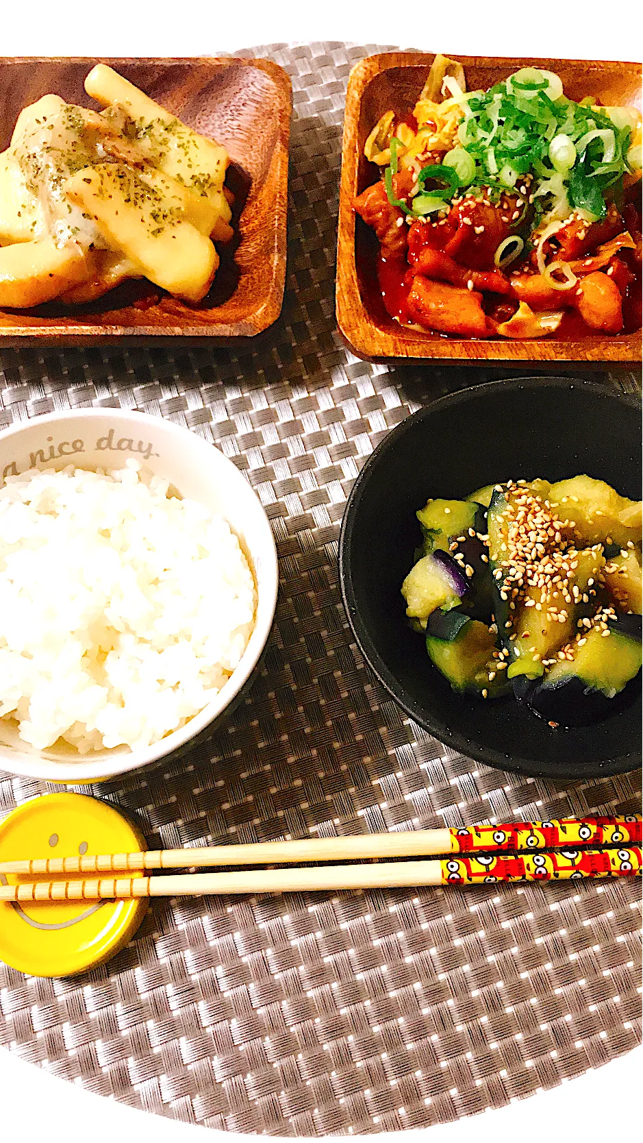 Snapdishの料理写真:今日の晩御飯😋モツ味噌炒め😋ヤマイモとベーコンのバター醤油炒め😋茄子の煮浸し🍆|ゆきさん