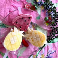 甘酒ヨーグルトパイン🍍と、スイカじゃなヨいちごアイス🍓めっちゃ美味しい💓#マルコメキッチン様ありがとう#snapdish様ありがとう#糀甘酒