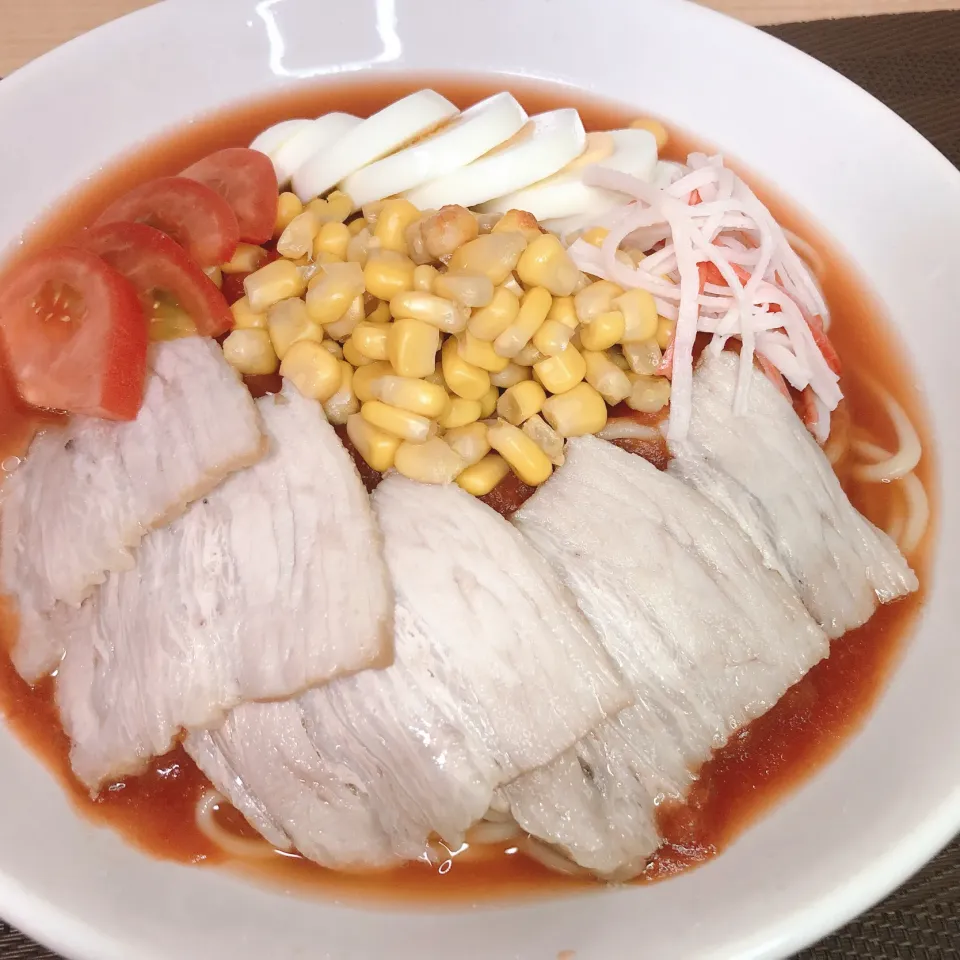 Snapdishの料理写真:暑いので｢トマト冷麺」チャーシューたっぷり！|まちゃさん