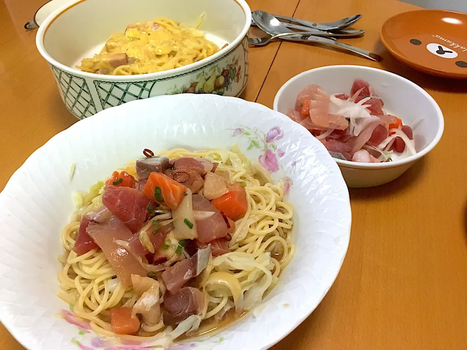 魚介の冷菜パスタ、甘酢ソイソース|白石雅和さん