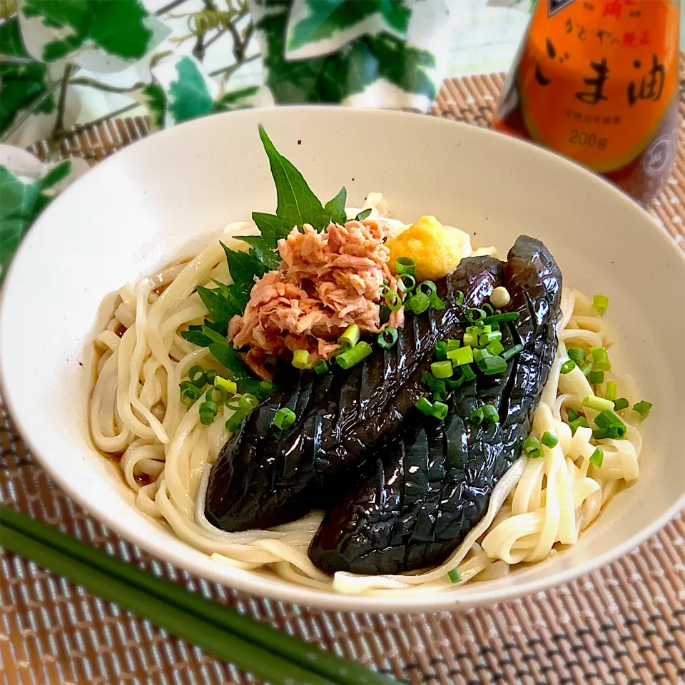 冷やしぶっかけうどん♪咲きちゃんの料理 鰹薫る冷やし茄子🍆乗っけ|あゆさん