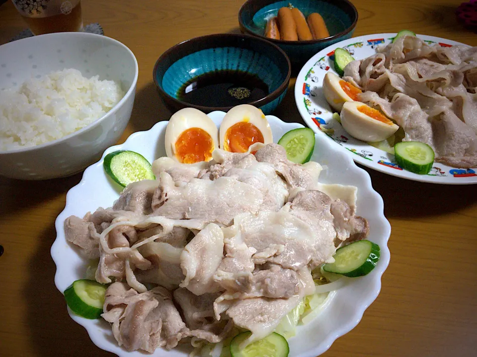 今日の男飯絆(･w･)簡単冷しゃぶwith味玉(*･ω･)|ひーちゃんさん