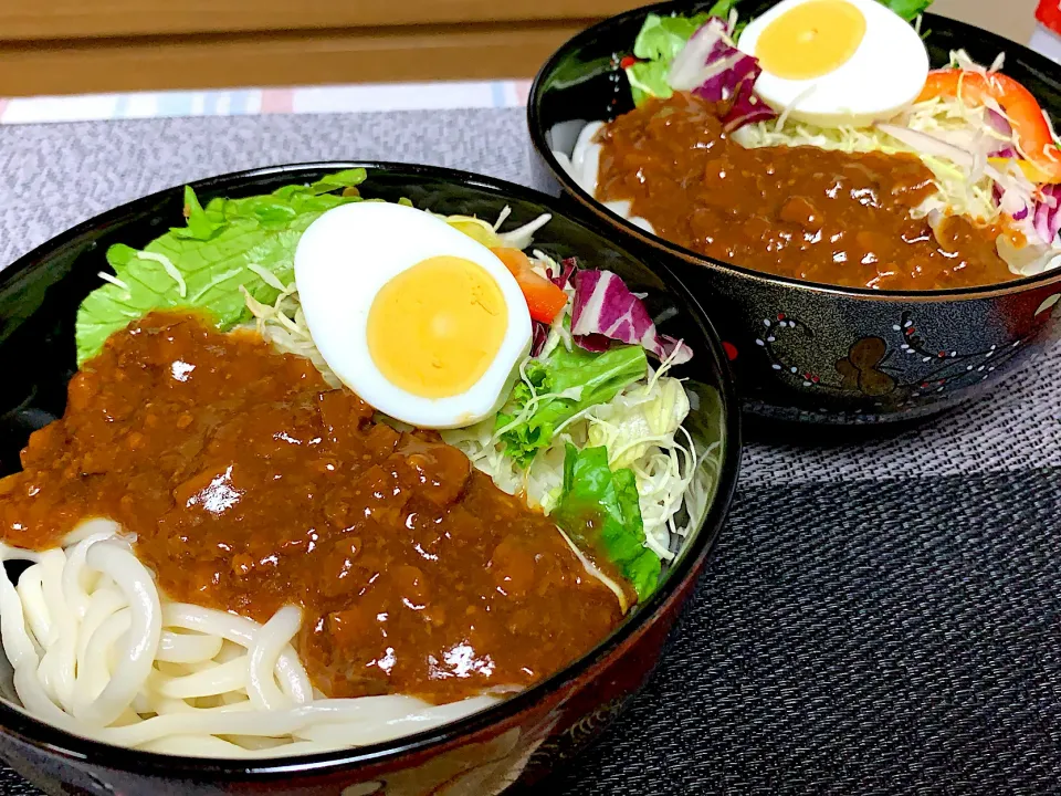 じじばばの晩ご飯！ジャージャーサラダうどん(^^) モッツァレラチーズのせ忘れた💦|Yukihiko Ishidaさん