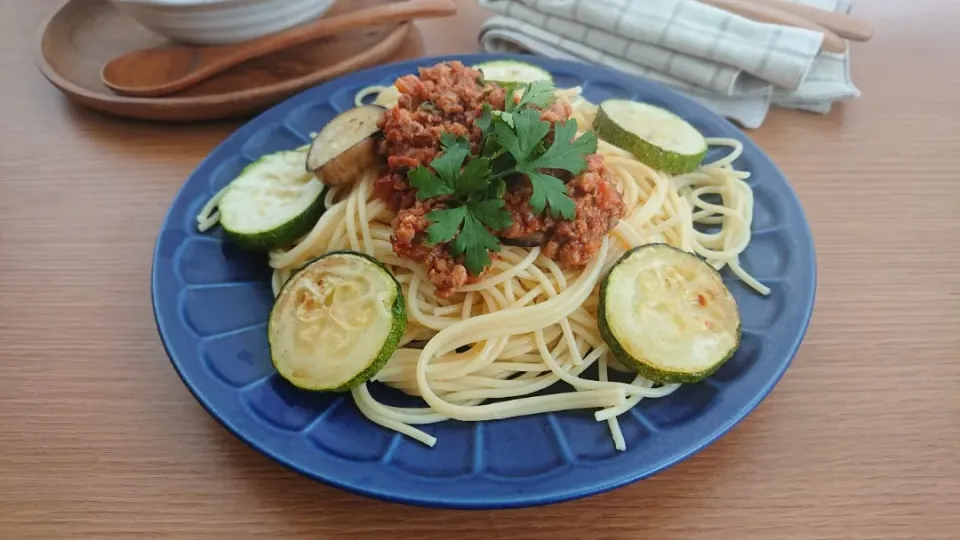 自家栽培ズッキーニのセロリ香るボロネーゼ～大豆のお肉でギルトフリー～|ちいさなしあわせキッチンさん