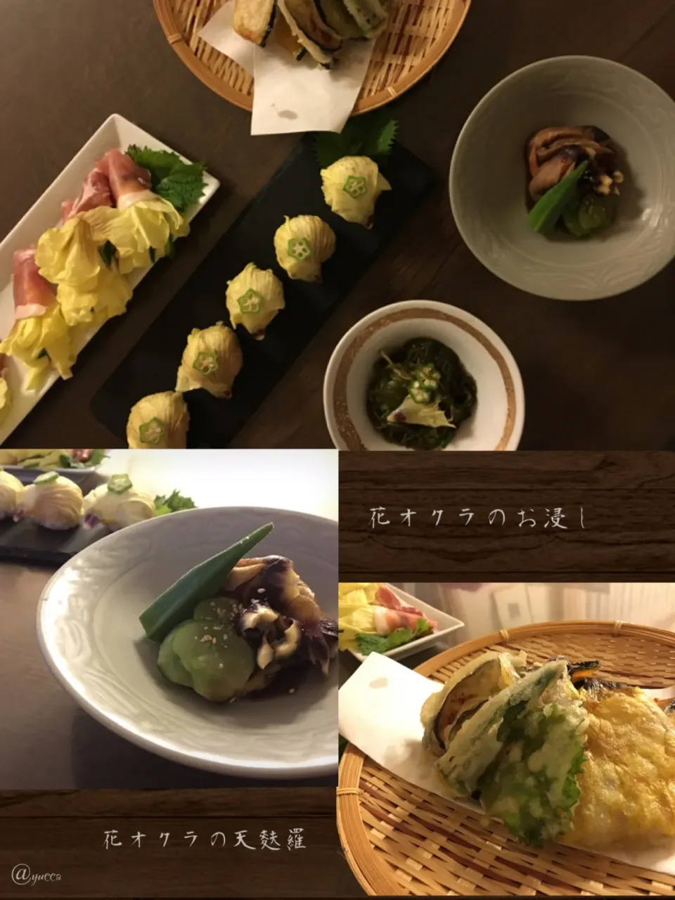 Snapdishの料理写真:花オクラ🌼のお浸し & 天麩羅|yucca@さん