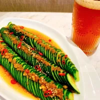 Snapdishの料理写真:今日のアテ🍺きゅうりのカルパッチョ‼️🥒😋