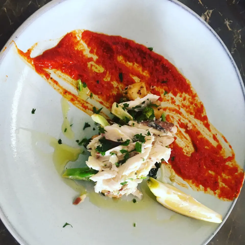 Salt crusted sea bass w/ salsa romesco|tさん