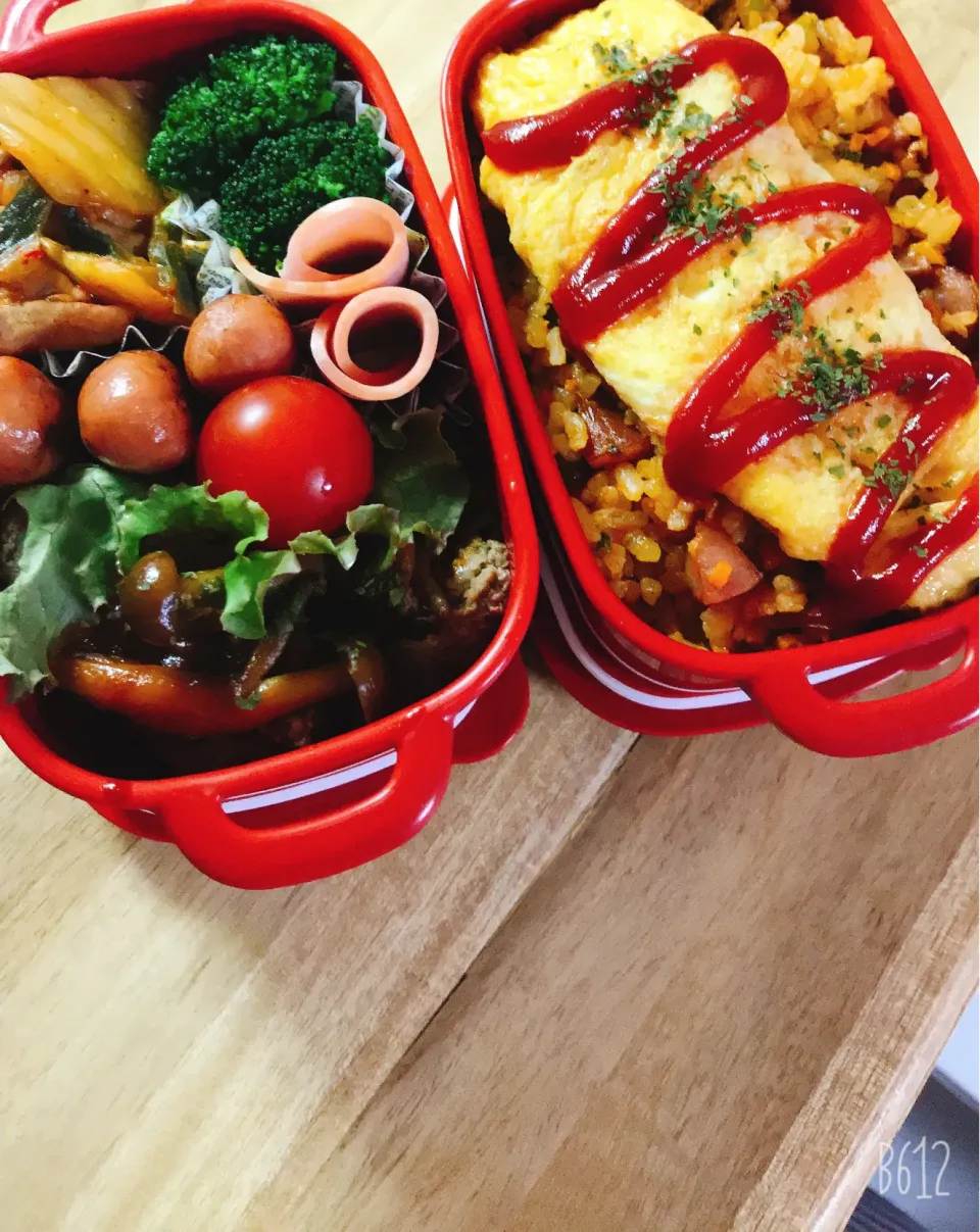 今日の愛妻弁当🍱オムライスとハンバーグ😋😋|ゆきさん