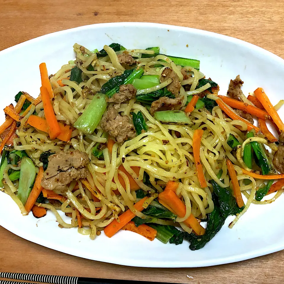 大豆ミートで塩わさび焼きそば|わこさん