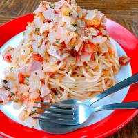 ベーコン・トマト・玉ねぎの冷製スパゲッティ🍝|藤塚　靖弘さん