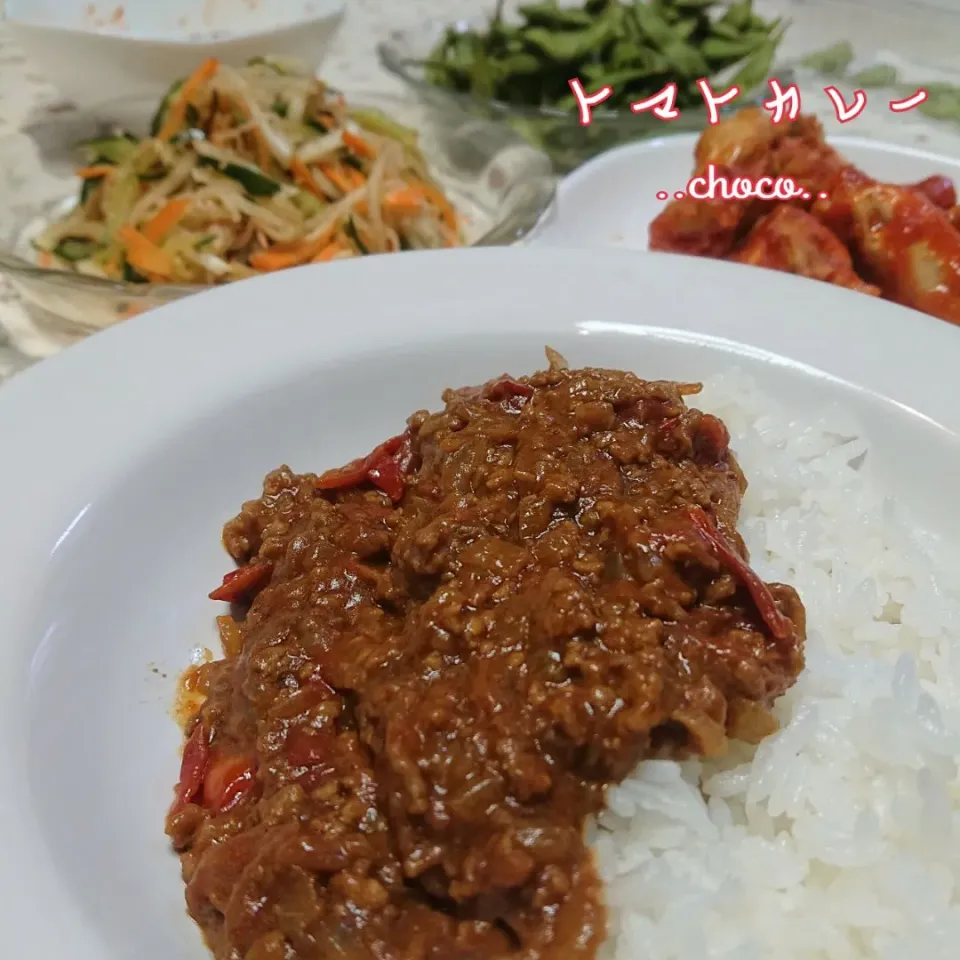 Snapdishの料理写真:たっぷりミニトマト🍅甘口カレー♪|ちょこさん