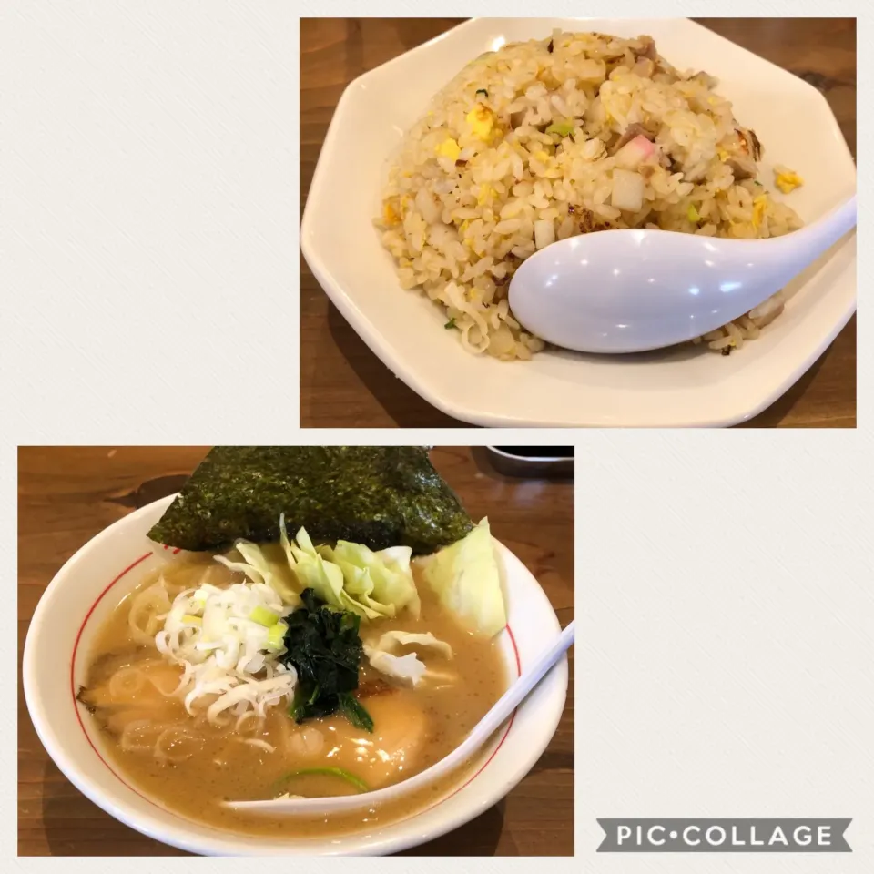 今日の昼食は松福御殿場インター店でうまいラーメンハーフ🍜とチャーハンハーフを食べました😊|まぁたんさん