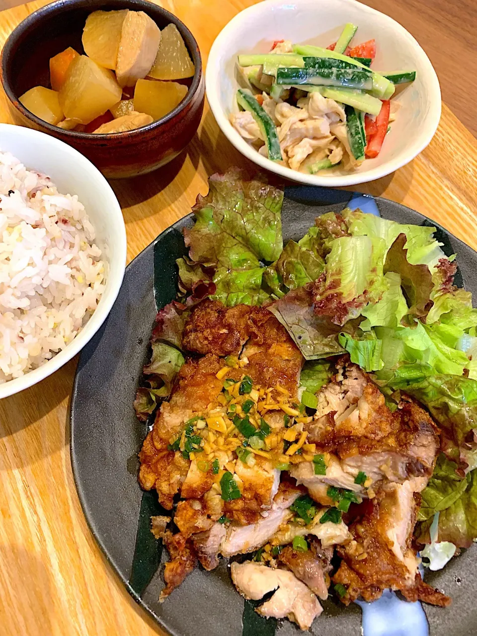 Snapdishの料理写真:2019.8.15   高3男子夕食  #中華で鶏肉三昧|Loackerさん