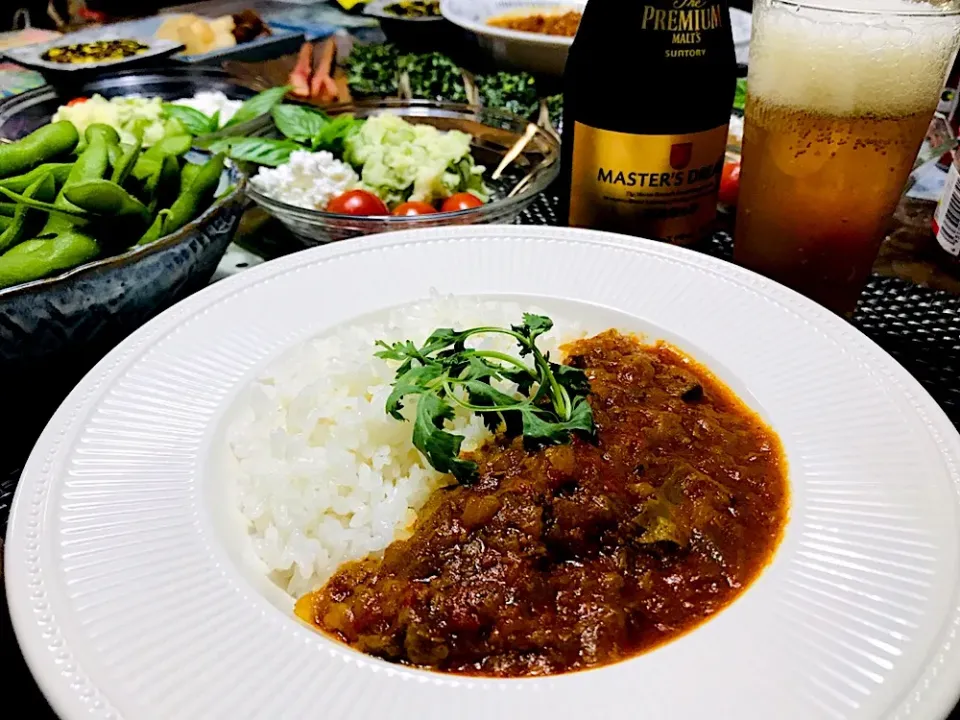 Snapdishの料理写真:牛すじカシミールカレー。僕の好きなスパイスカレーだよ。（＾∇＾）|イチロッタさん