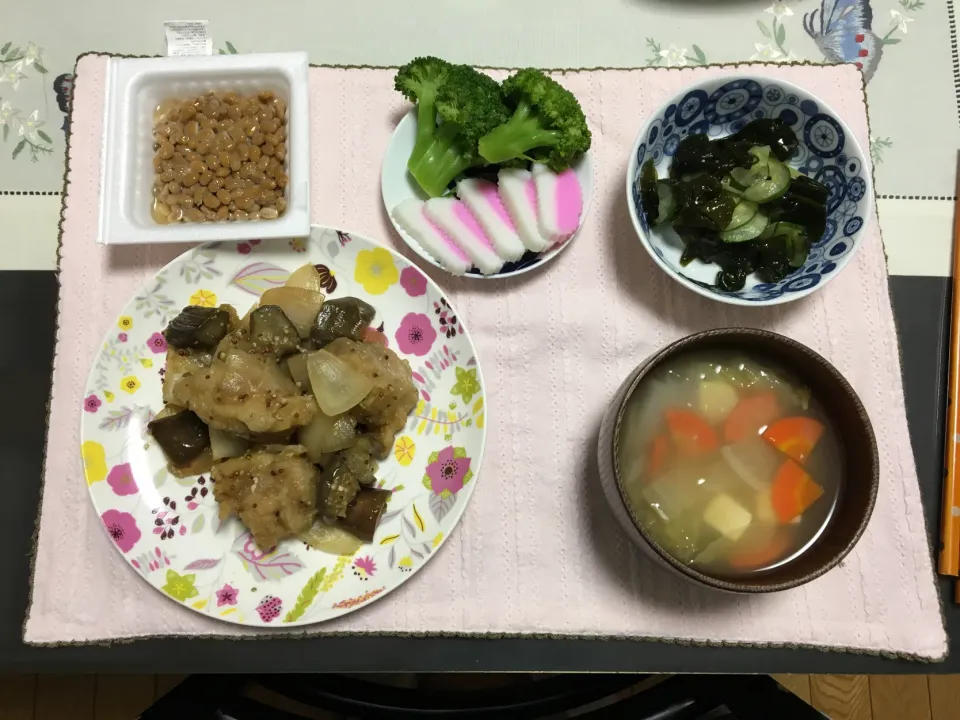 鶏肉と茄子の粒マスタード炒めのご飯|みよさん