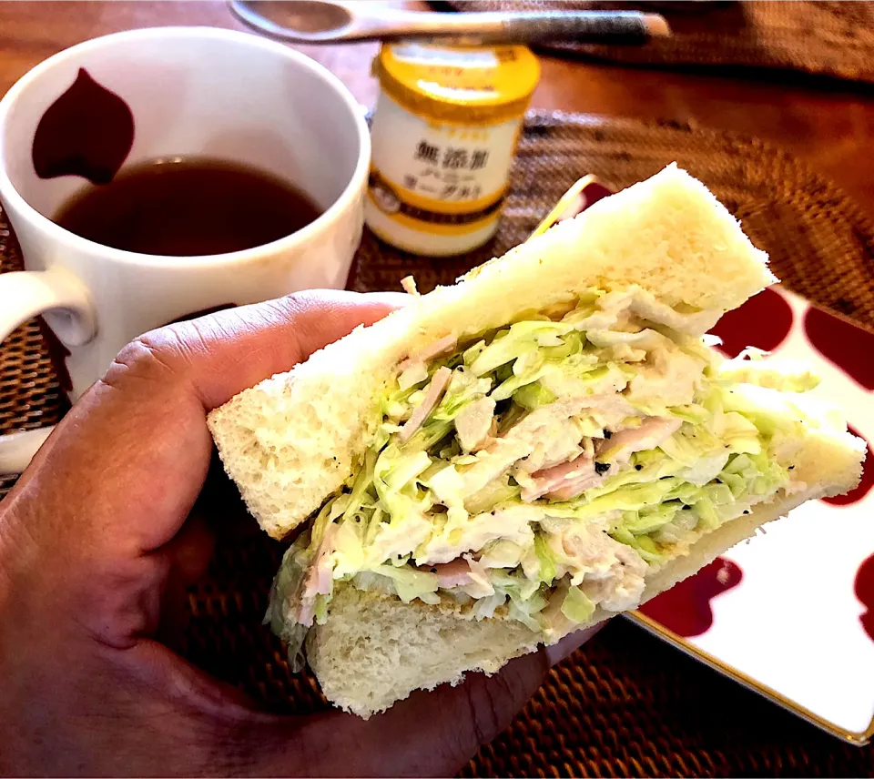 サラダチキンとハムとキャベツのサンドイッチ|樋口欣弥さん