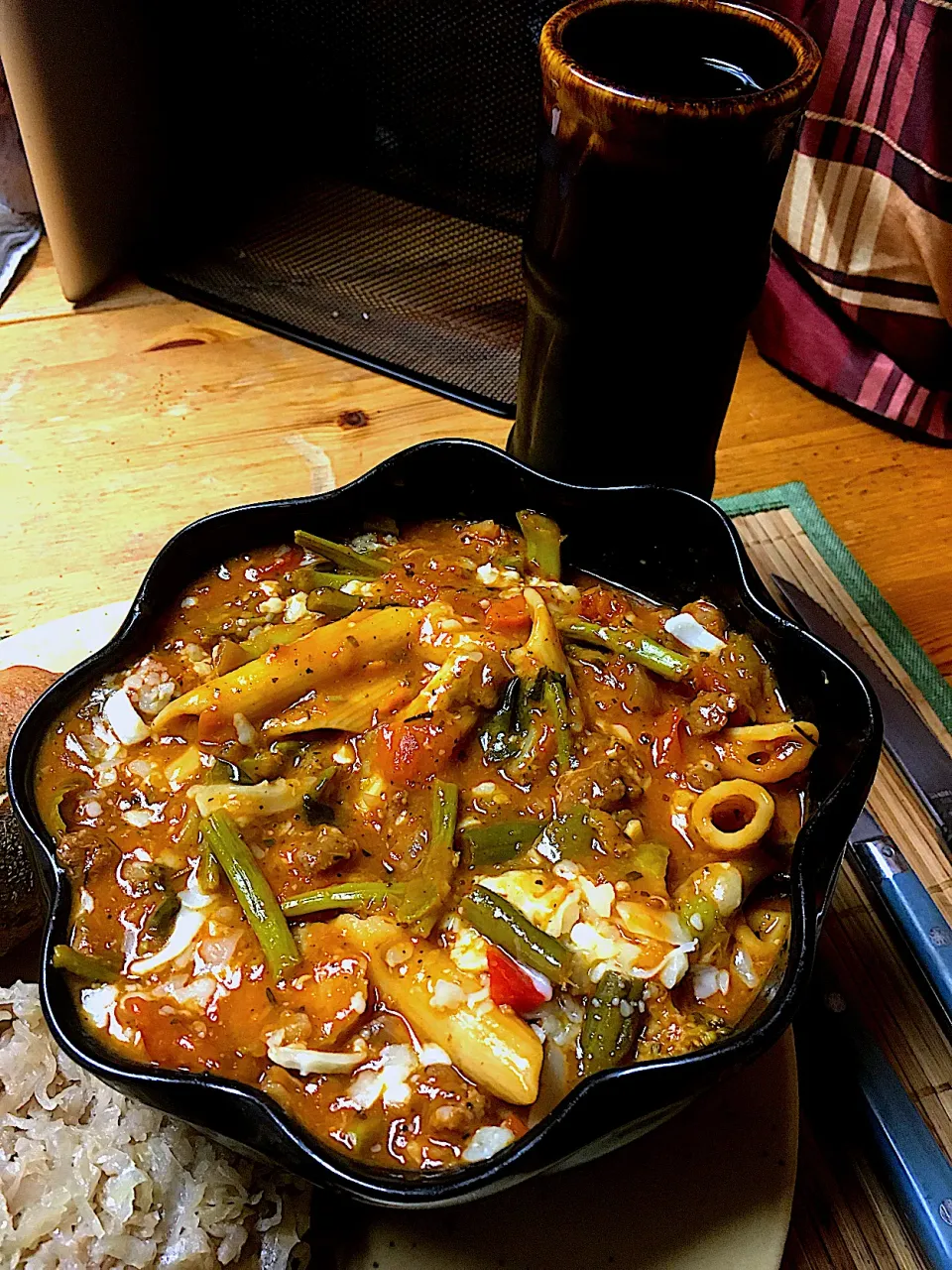 Fresh Vegetable Soup With Fresh Tomato, Broccoli, Brussel Sprouts, Asparagus, Green Beans, Yellow Onion, Red, Green, Black and Habanero Peppers, Basil, Spices, |Michaels Culinary Adventuresさん