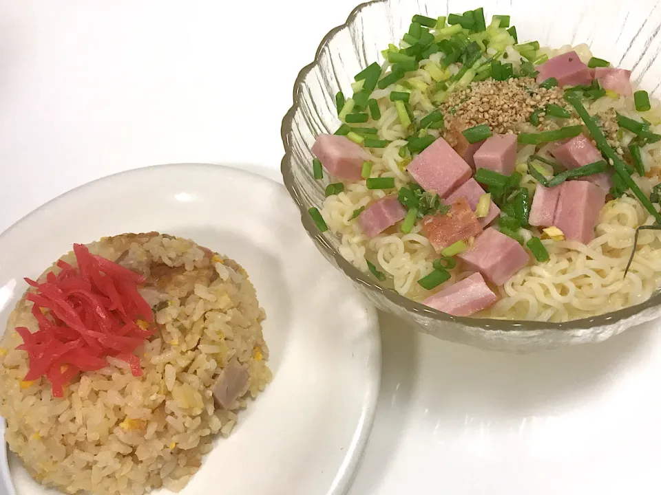 炊飯器でパラパラチャーハンと冷やしラーメンbyサッポロ一番塩ラーメン♫wwwww|Yoshihiro Andoさん