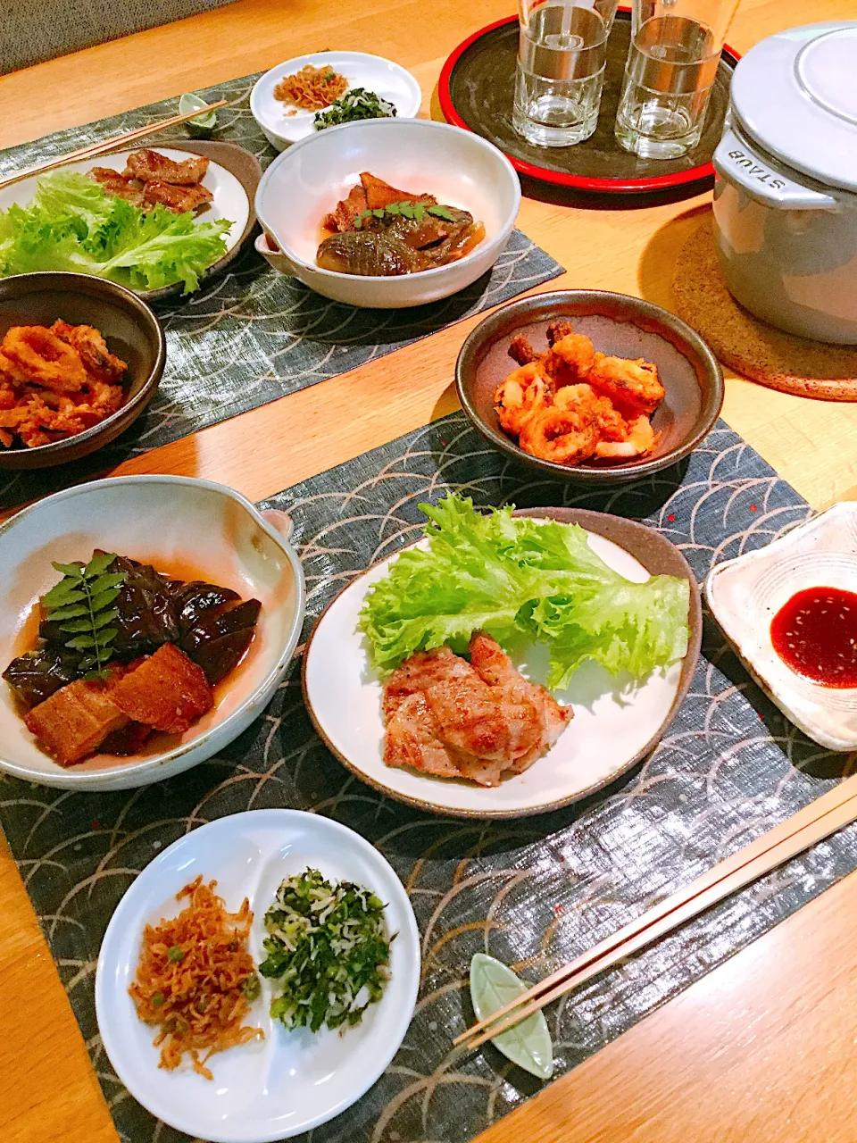 豚肉ロース網焼き、茄子と鰊の炊きもの|papinさん