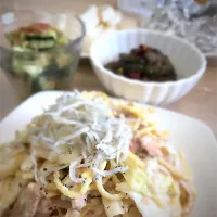 豆腐クリームパスタと胡瓜の梅おかか和え|前田真沙さん