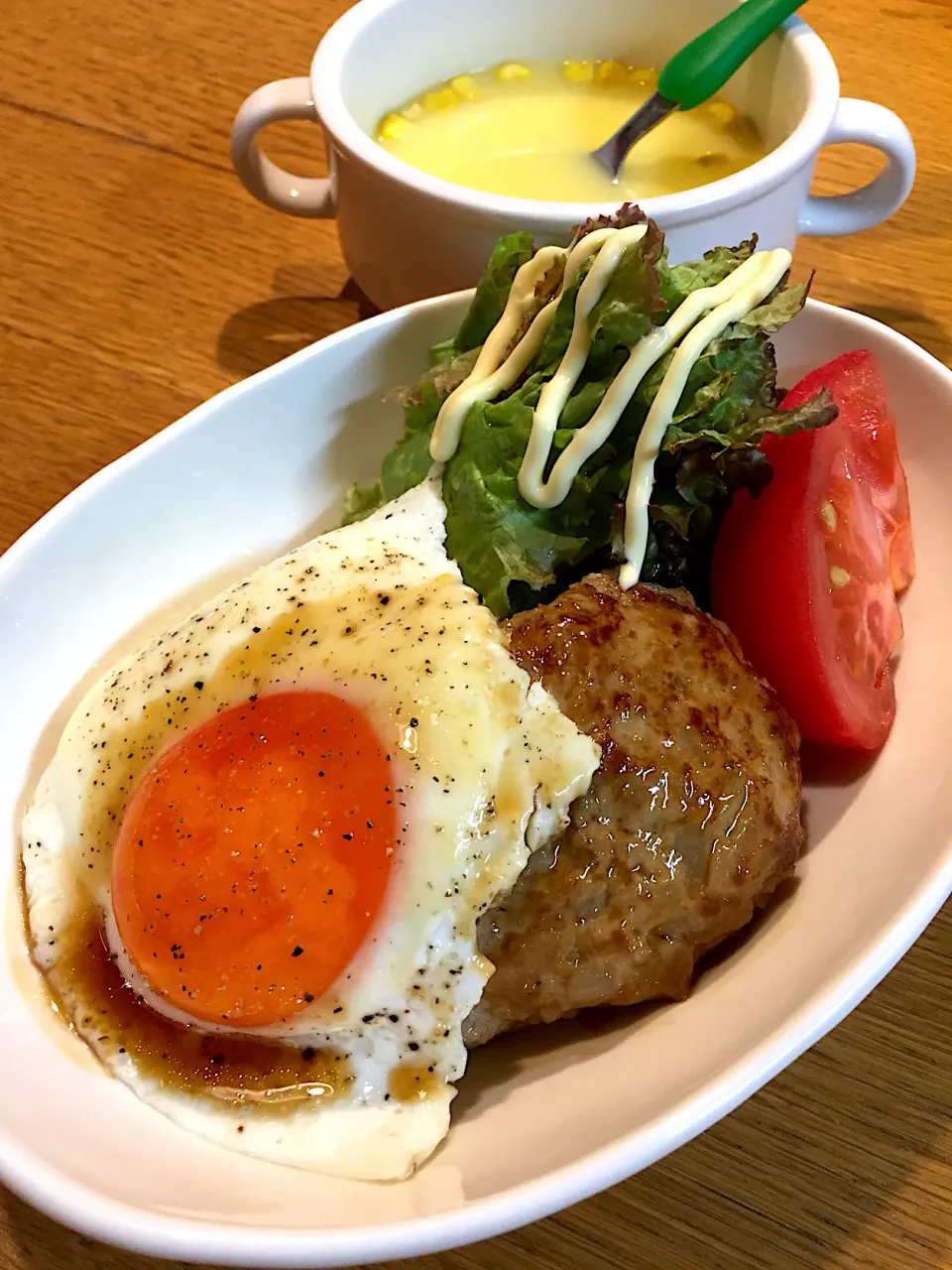 照り焼きソースでロコモコ丼|まつださんさん