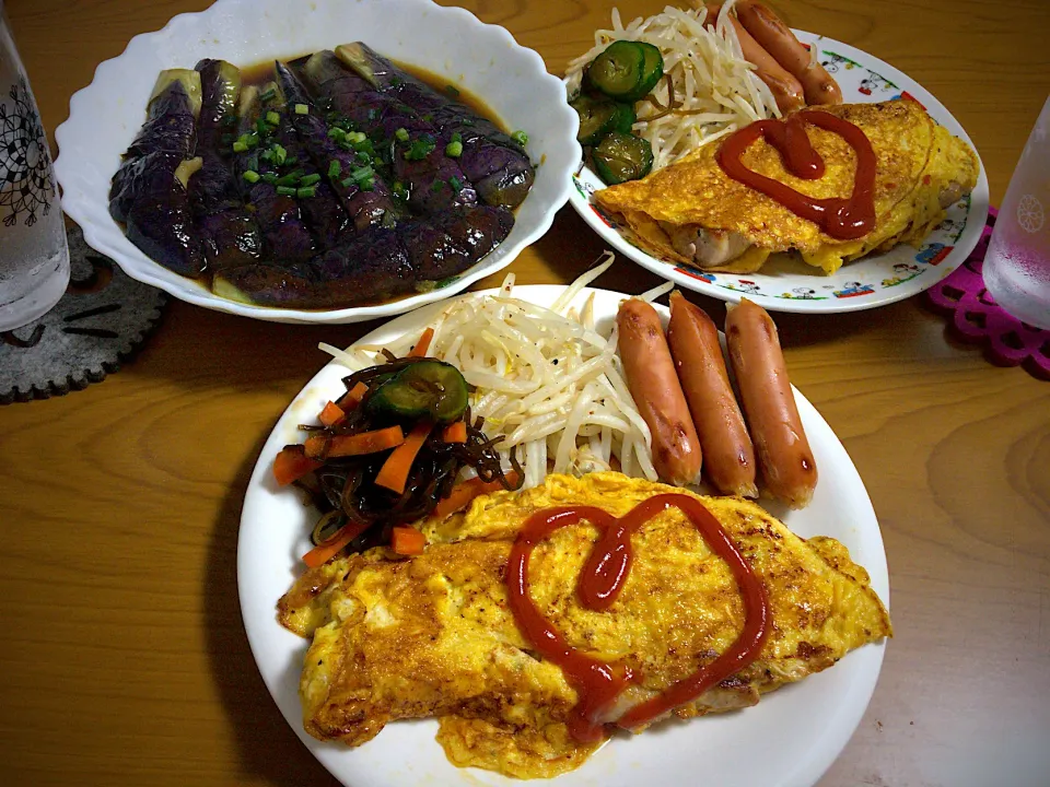 今日の男飯絆(*´∇`)ﾉ夜ご飯バージョン
＊茄子の煮浸し
＊豚ロースピカタ|ひーちゃんさん